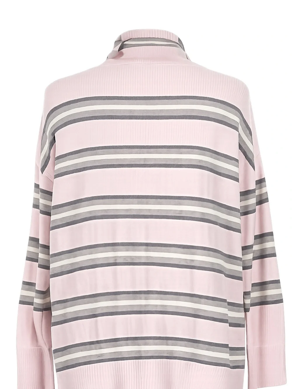 J. Jill Pink and Gray Striped Cowl Neck Sweater